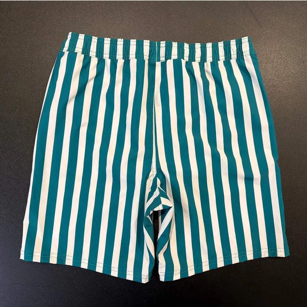 NWOT Nordstrom Swim Trunks, Green White Stripe, Boys XL 14/16